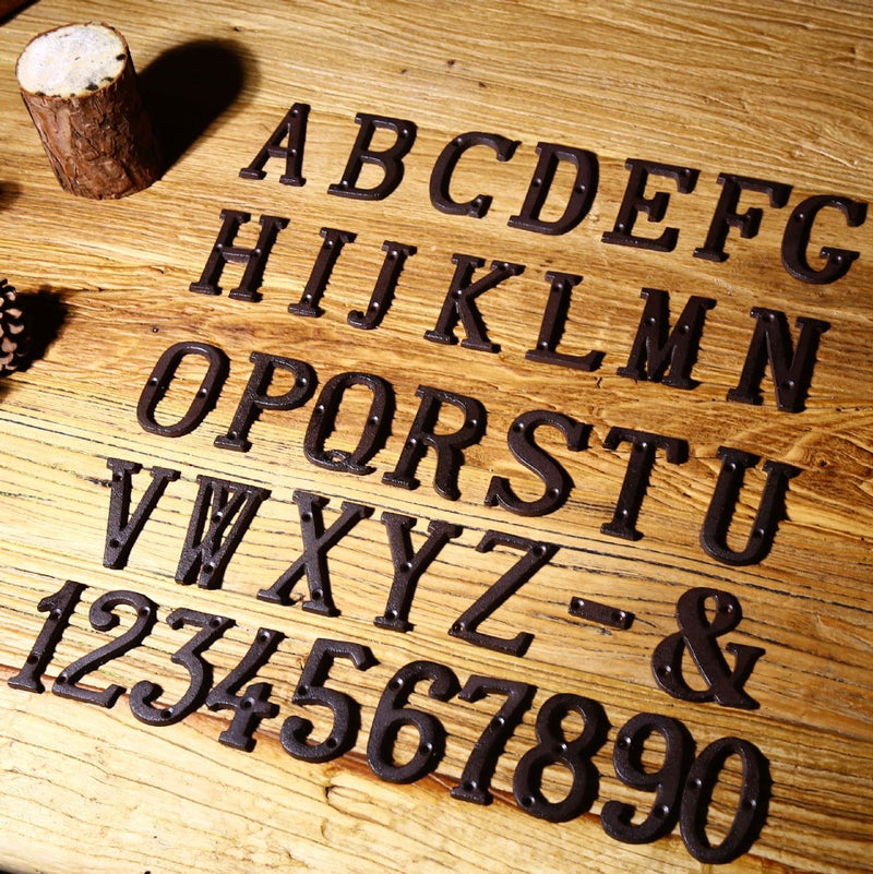 Zakka Grocery Wrought Iron Decorations Cast Iron Metal Number Letter Creative Diy Doorplate Letter Symbol - Image 3