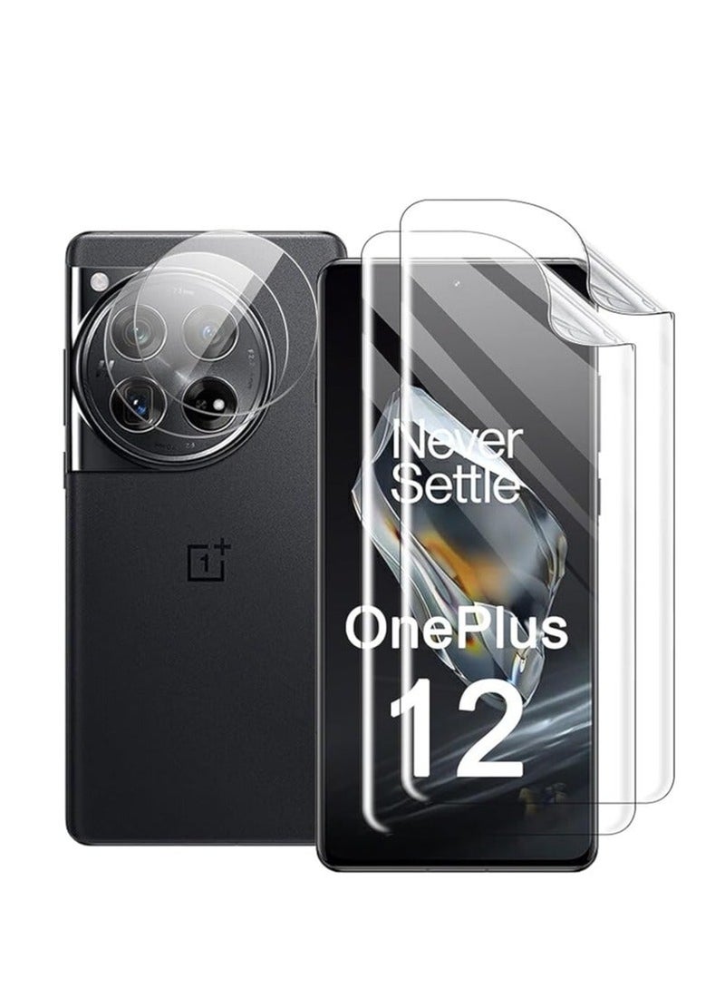 OnePlus 12 Screen Protector, 【2+2 Pack】 Hydrogel Protector Tempered Glass Film Camera Lens Scratch Resistant Premium - Image 1