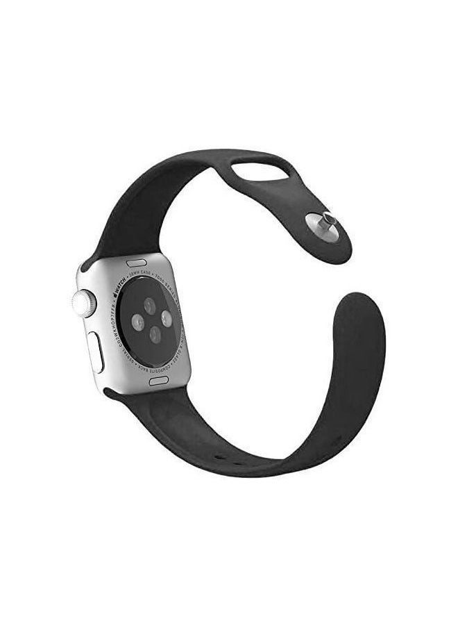 Generic - Silicone Sport Strap Replacement Bands For Apple Watch Series 7 (45mm) - Black - Image 1