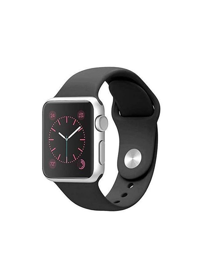 Generic - Silicone Sport Strap Replacement Bands For Apple Watch Series 7 (45mm) - Black - Image 1