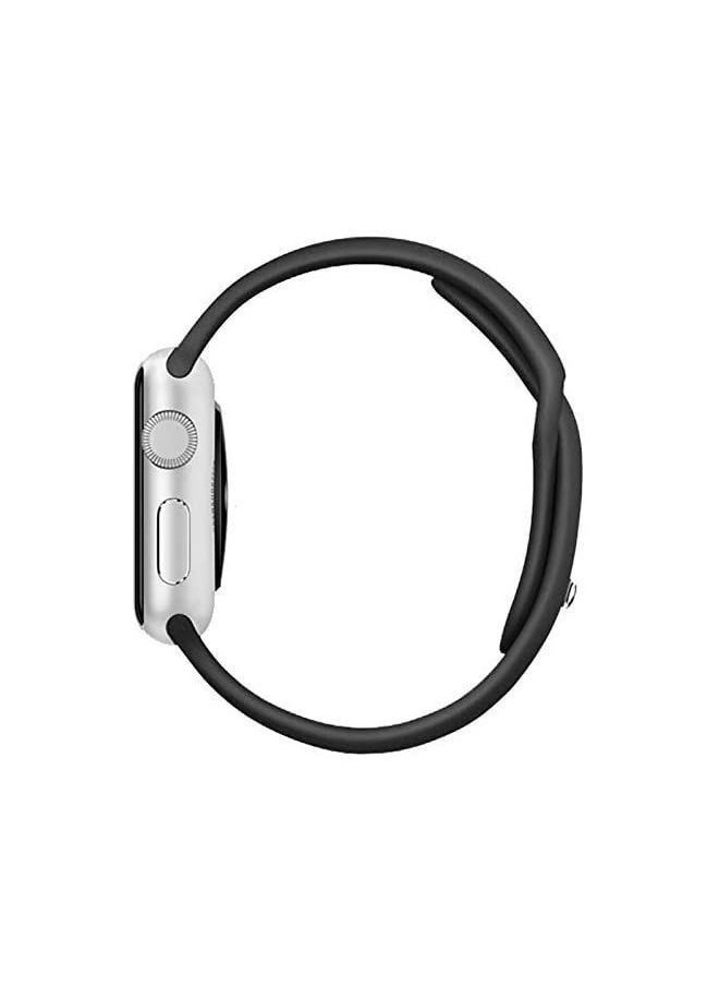 Generic - Silicone Sport Strap Replacement Bands For Apple Watch Series 7 (45mm) - Black - Image 1