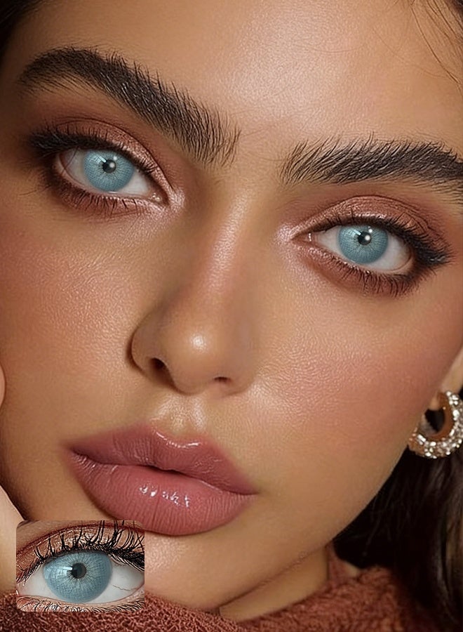 FreshLady Colored Contact Lenses 14.2mm Yearly Gray Chelsea with Natural Big Eye Effect, Soft and Hydrating Cosmetic Contact Lenses for Dark Eyes, Mixed Gray Look suitable for Daily Wear, Makeup and Party - Image 2