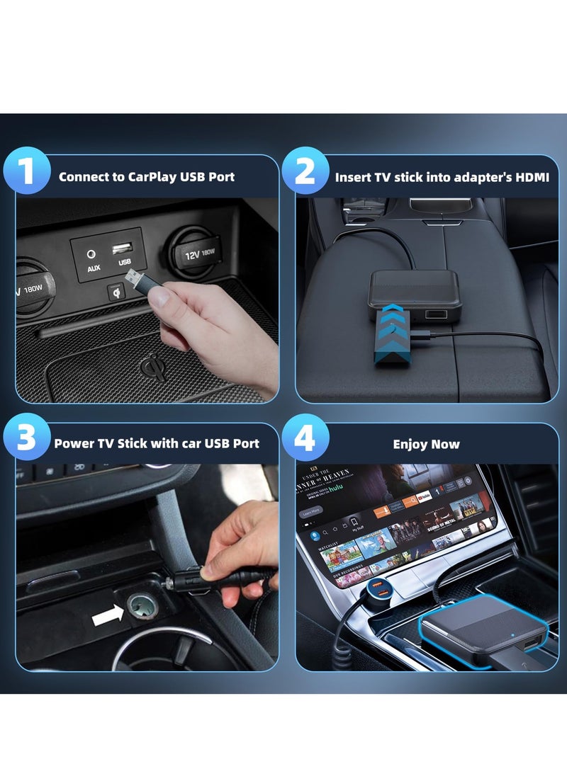 Car TV Mate HDMI Multimedia Adapter for Cars with Wired CarPlay, Compatible with TV Sticks, Set-top Boxes, and Game Consoles - Easy Plug & Play for Vehicles from 2016 Onwards.