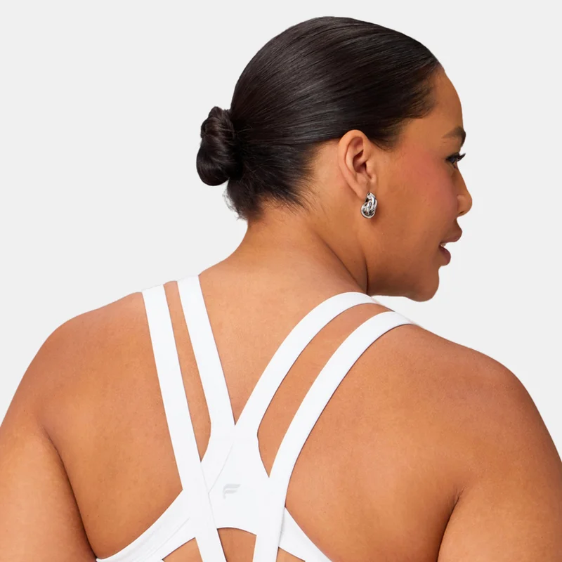 Fabletics White Principal Longline Medium-Support Training Sports Bra for Women | Best Price UAE
