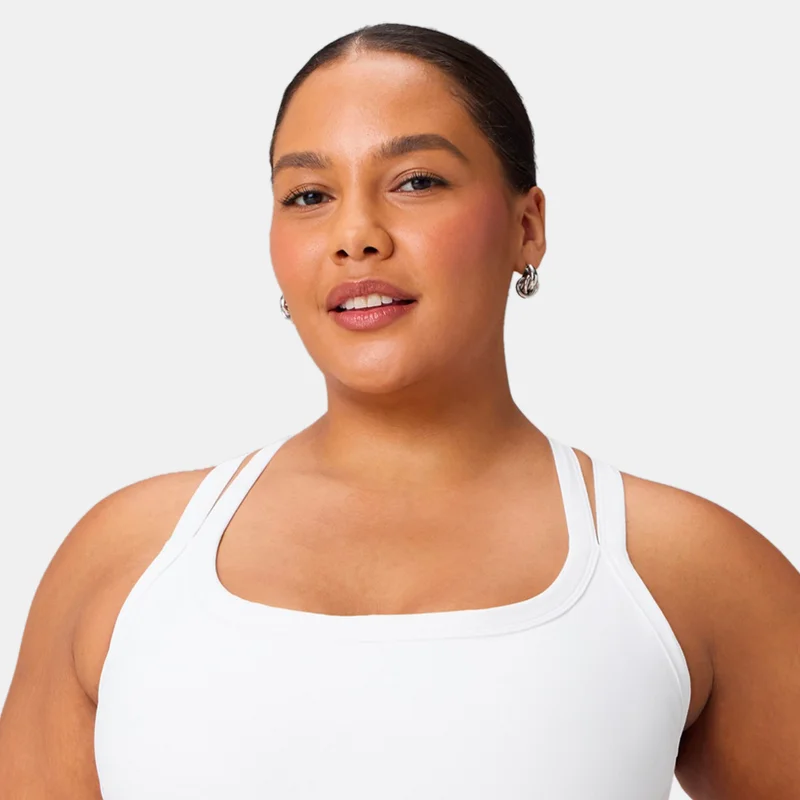 Fabletics White Principal Longline Medium-Support Training Sports Bra for Women | Best Price UAE