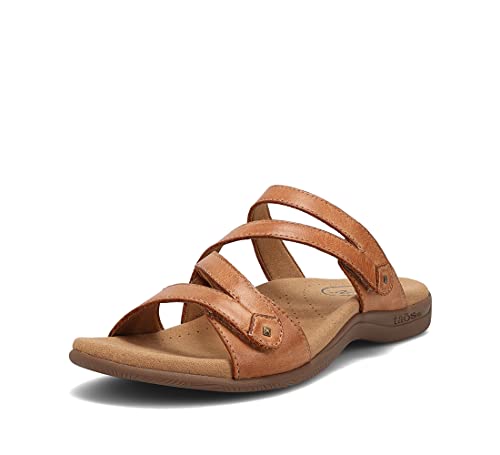 Taos Double U Premium Leather Women's Sandal - Stylish Adjustable Strap Design with Arch Support, Cooling Gel Padding for All-Day Enjoyment and Walking Comfort Caramel 7 (M) US - Image 2