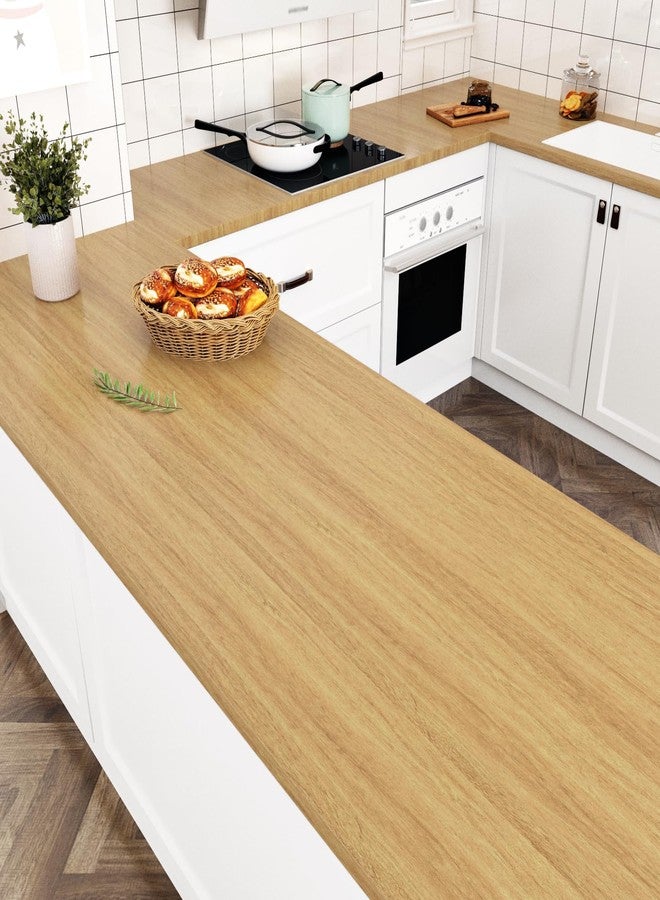 Wallercity Light Wood Contact Paper Self Adhesive Natural Wood Grain Contact Paper for Cabinets Vinyl Wrap Wooden Peel and Stick Countertops Waterproof Oak Wallpaper for Kitchen Bathroom 15.8"x78.7" - Image 2