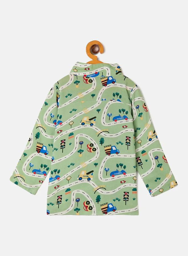 Stylo Bug Traffic Buzz Graphic Print Shirt & Pyjama Set by Styli