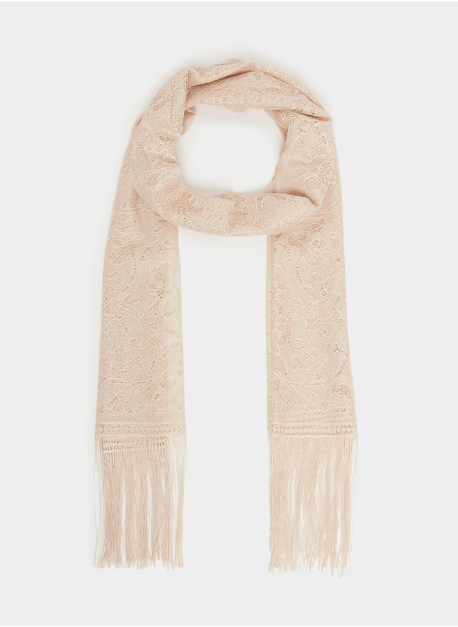 Styli Mesh Light Scarf with Tassel Trims  - Image 1