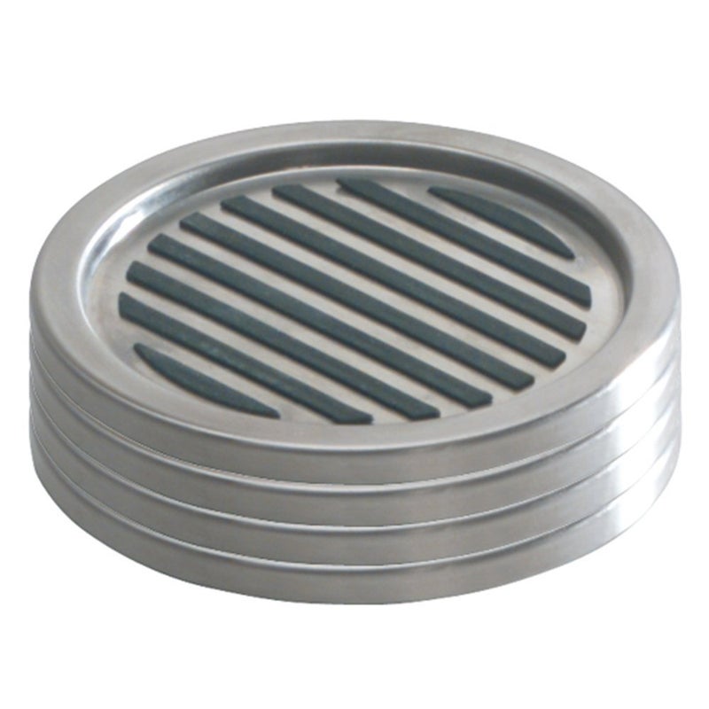 InterDesign iDesign Forma Brushed Stainless Steel Drink Coasters for Home Counters  Kitchen  Dining Room  Living Room  Patio  Coffee Table  Set of 4  Black 20550