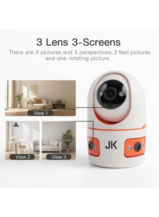 CRONY JF3M Triple-Lens Wireless Security Camera – 6MP PTZ Wi-Fi Indoor/Outdoor Home Surveillance System With Night Vision, Smart Motion Detection, Remote App Control & 360° Pan-Tilt Monitoring - Image 2