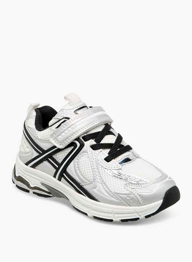 ليتل ميسي Panelled Sneakers with Hook and Loop Closure