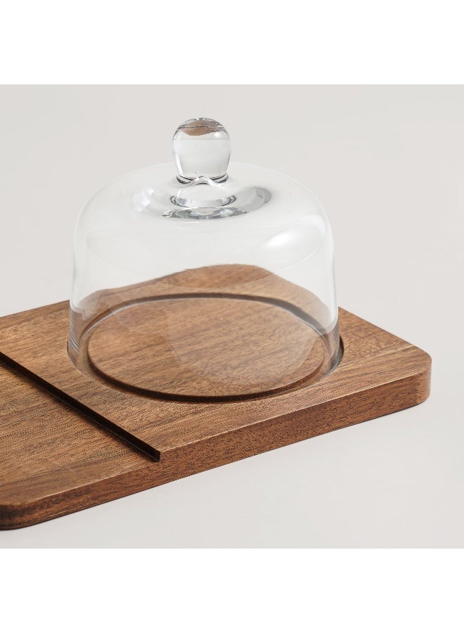 ALBERTO Acacia Wood Cheese Board With Glass Dome 30*19.8*16.5Cm - Image 3