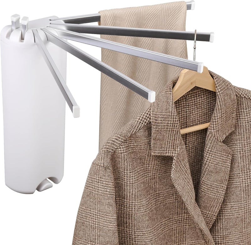 RFOUO Wall Mounted Clothes Drying Rack Tripod,Foldable Drying Rack,Wall Mounted Dryer Rack Clothing,Over The Door Drying Rack for Laundry Bedroom Household Aluminium - Image 1
