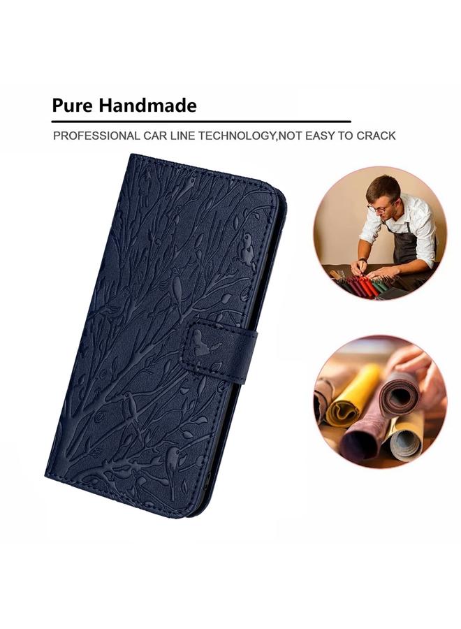 S-TOP Case For Samsung Galaxy S22+ 5G Tree Birds Embossed Pattern Leather Phone Case - Image 5