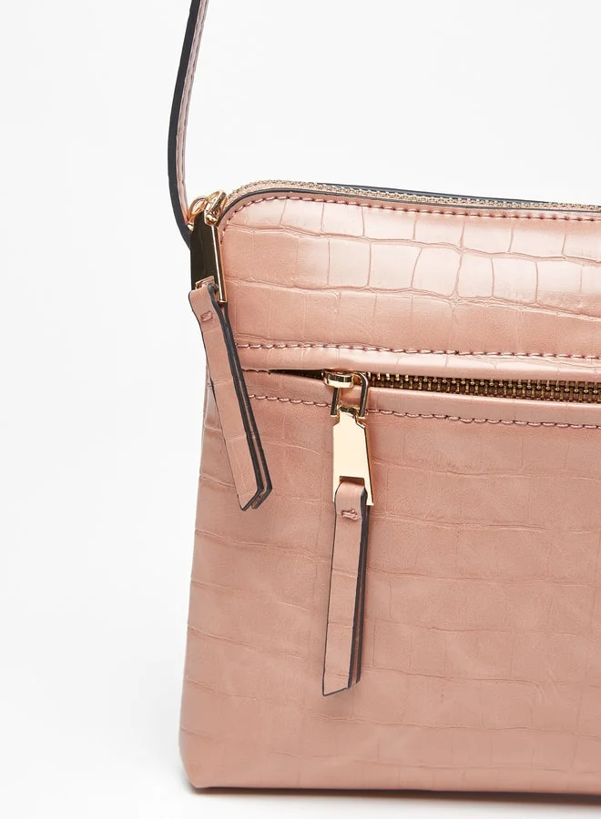 Celeste Women's Textured Crossbody Bag with Zip Closure and Adjustable Strap