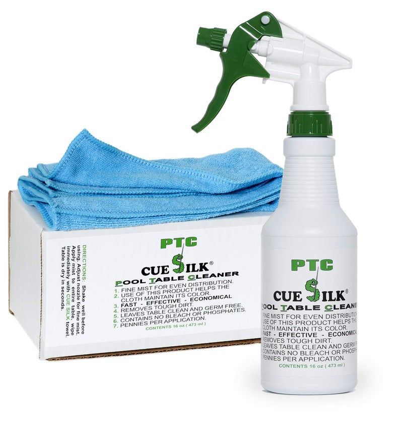 Cue Silk PTC Pool Table Cleaner 16 oz Bottle Bundle with Microfiber cloth - Image 2