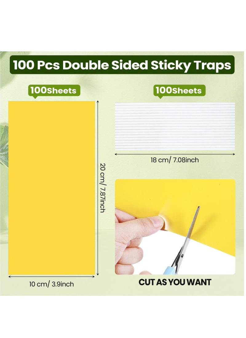 Generic - Fruit Fly Trap, 100Pack Yellow Double Sided Sticky Gnat Traps Killer, Yellow Gnat Traps Sticky Traps for House Indoor Outdoor Flying Plant Insect, Fungus Gnats Whiteflies Aphids Leaf Miners, 20X10CM - Image 1