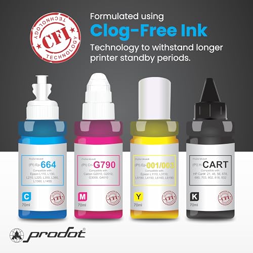 ProDot ProSeries Cn-G790 Inkjet Ink Refill Compatible with Canon Pixma G1000, G1010, G2000, G2010, G3000, G3010, G4000, G4010 Ink Tank Printers (70 ml, Cyan, Magenta, Yellow, Black, Black) - Image 3