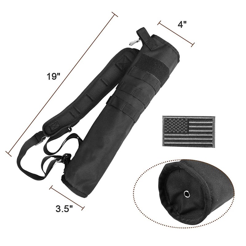 KRATARC Archery Lightweight Back Arrow Quiver Foldable Compact Hip Arrows Bag with Molle System Hanged for Target Shooting (Black- Diameter 4'') - Image 4