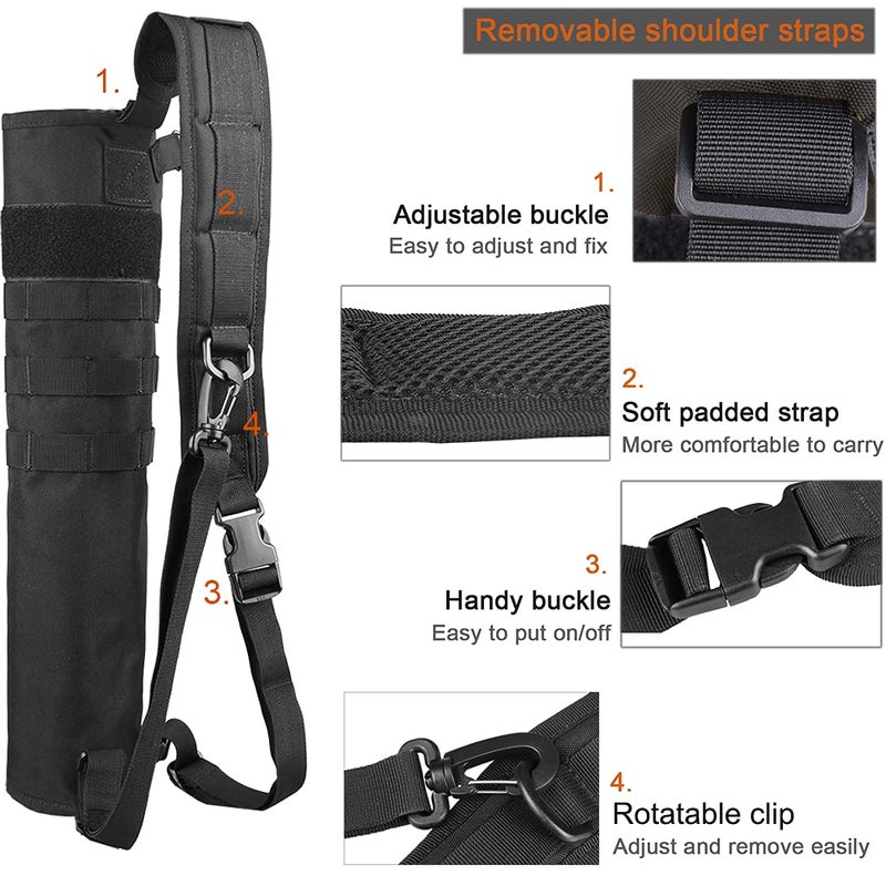 KRATARC Archery Lightweight Back Arrow Quiver Foldable Compact Hip Arrows Bag with Molle System Hanged for Target Shooting (Black- Diameter 4'') - Image 3