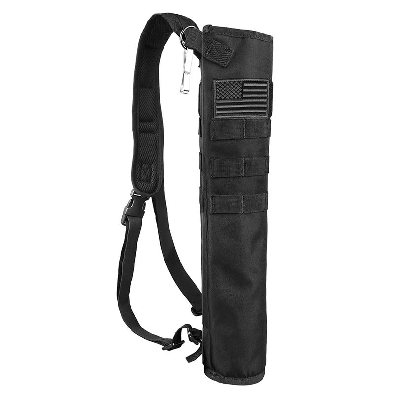 KRATARC Archery Lightweight Back Arrow Quiver Foldable Compact Hip Arrows Bag with Molle System Hanged for Target Shooting (Black- Diameter 4'') - Image 1
