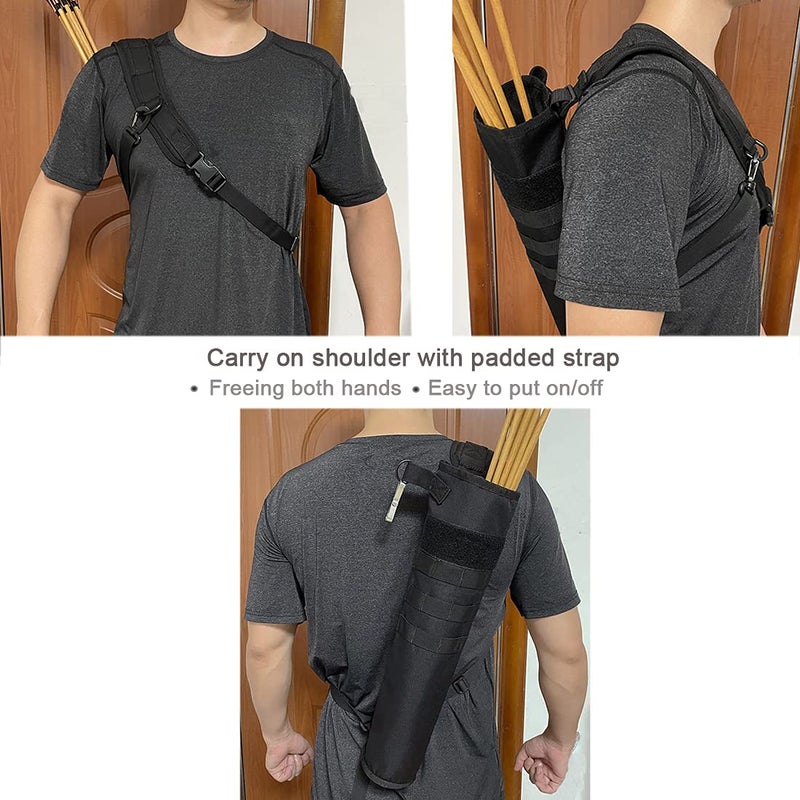 KRATARC Archery Lightweight Back Arrow Quiver Foldable Compact Hip Arrows Bag with Molle System Hanged for Target Shooting (Black- Diameter 4'') - Image 5