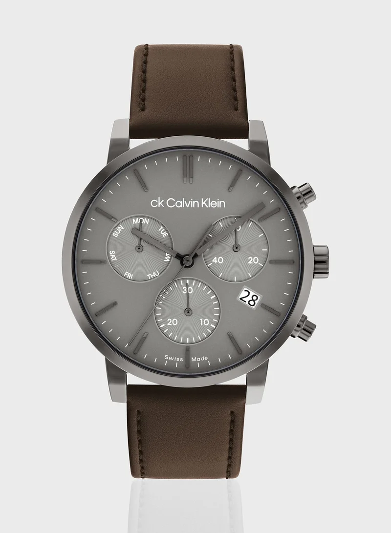 CALVIN KLEIN Leather Strap Analog Watch