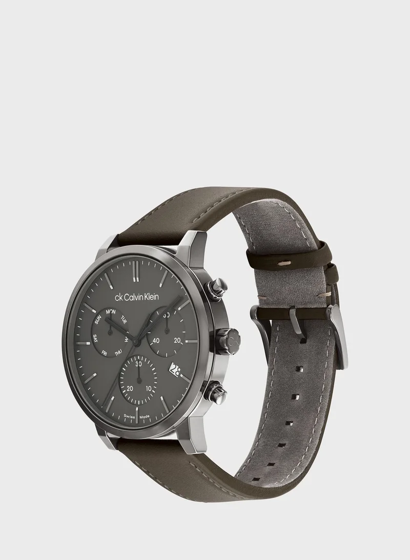CALVIN KLEIN Leather Strap Analog Watch