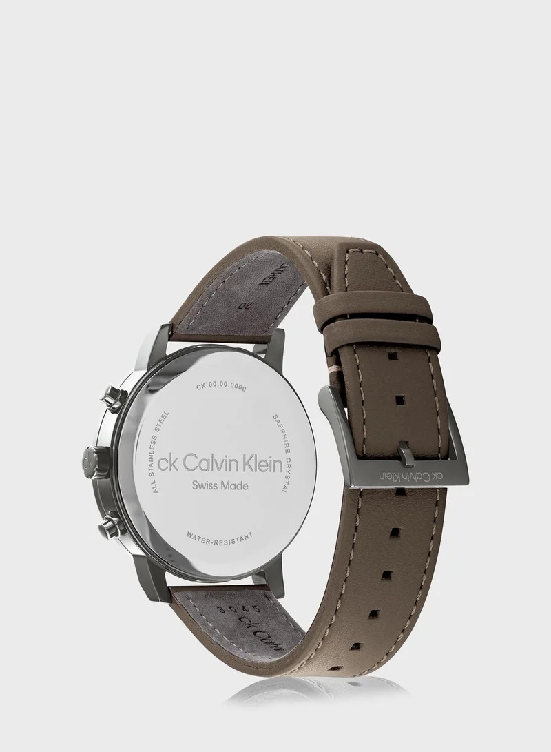 CALVIN KLEIN Leather Strap Analog Watch