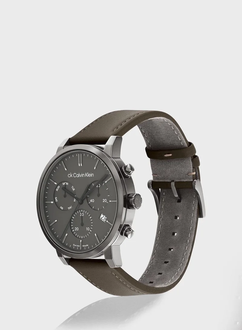 CALVIN KLEIN Leather Strap Analog Watch