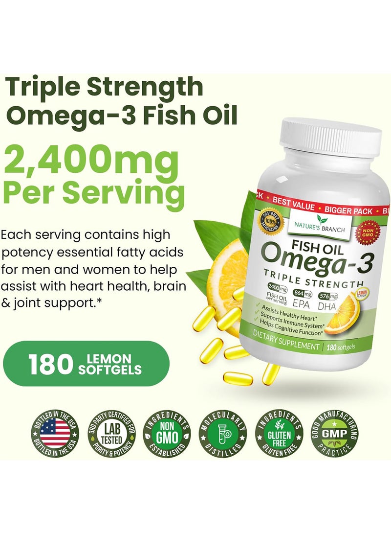 Nature's Branch Best Triple Strength Omega 3 Fish Oil Pills 180 Capsules 2500 Mg - Image 5
