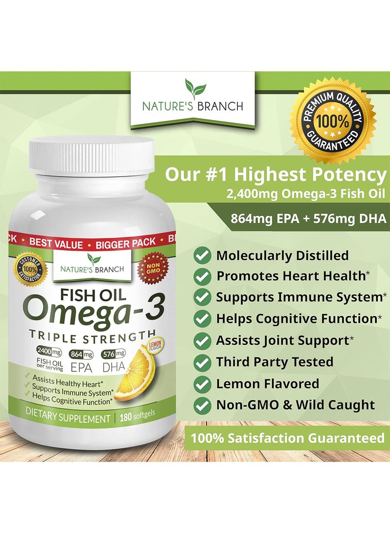 Nature's Branch Best Triple Strength Omega 3 Fish Oil Pills 180 Capsules 2500 Mg - Image 4