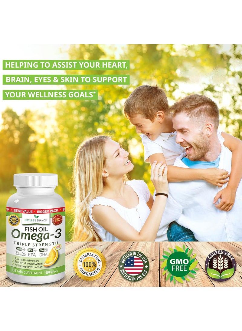 Nature's Branch Best Triple Strength Omega 3 Fish Oil Pills 180 Capsules 2500 Mg - Image 3