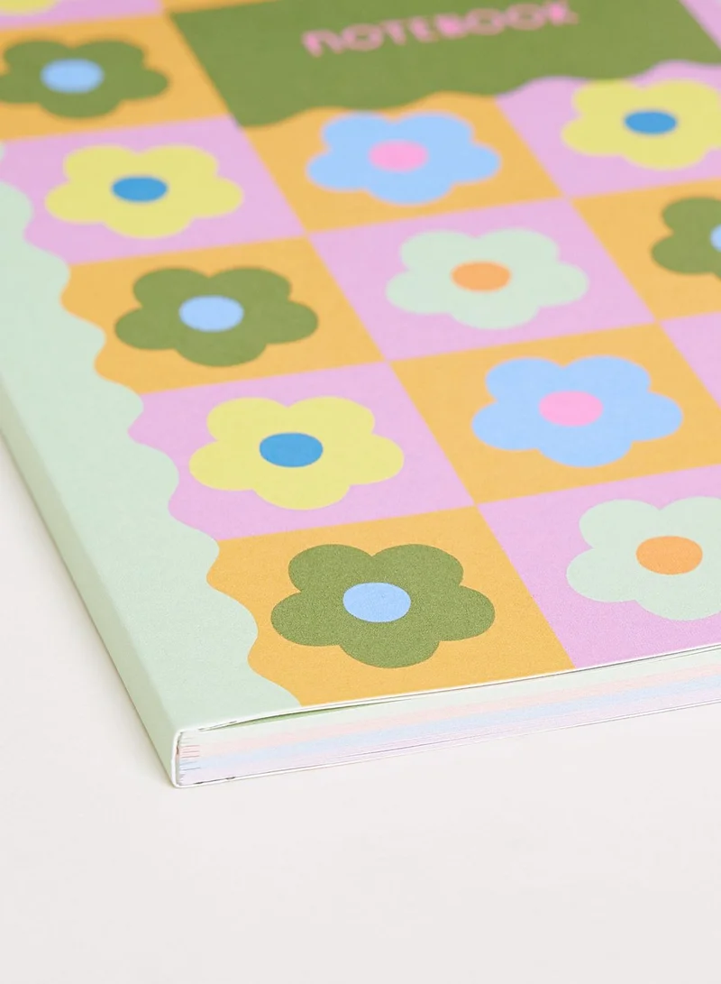 Raspberry Blossom A5 Size Flower Printed Notebook