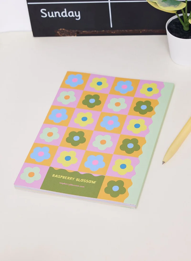 Raspberry Blossom A5 Size Flower Printed Notebook
