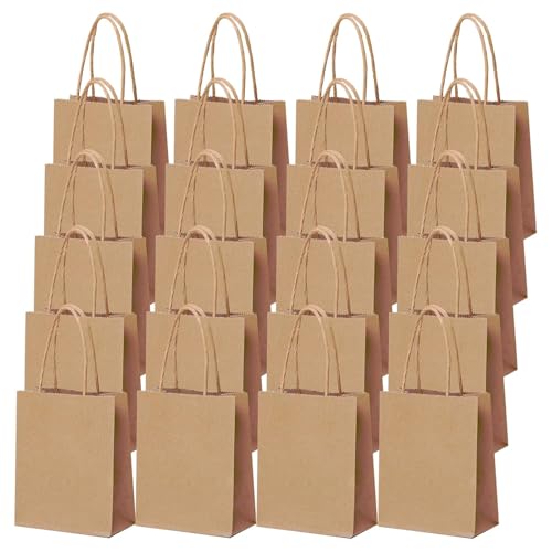 Amit Marketing Plain Brown Paper Bag with Braided Cotton Handle I 150 GSM Virgin Kraft Paper Carry Bags I Disposable, Eco-Friendly I for Return Gifts Shopping Grocery Parcel - L10xW3xH14 Inch (10 Pcs) - Image 1
