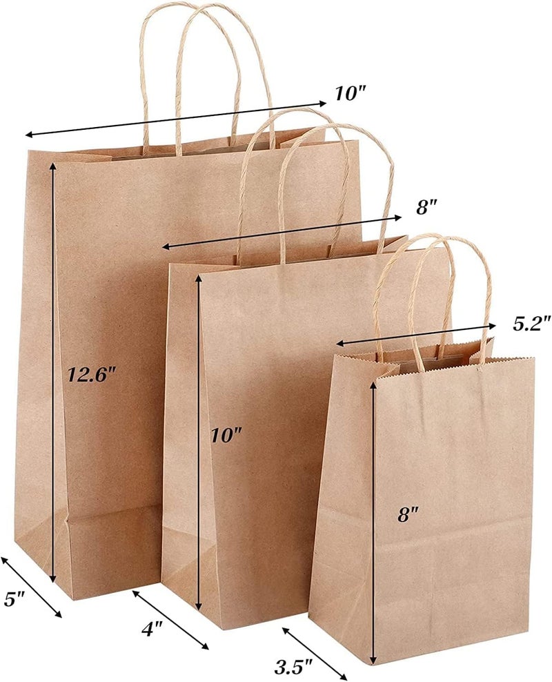 Amit Marketing Plain Brown Paper Bag with Braided Cotton Handle I 150 GSM Virgin Kraft Paper Carry Bags I Disposable, Eco-Friendly I for Return Gifts Shopping Grocery Parcel - L10xW3xH14 Inch (10 Pcs) - Image 3