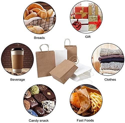 Amit Marketing Plain Brown Paper Bag with Braided Cotton Handle I 150 GSM Virgin Kraft Paper Carry Bags I Disposable, Eco-Friendly I for Return Gifts Shopping Grocery Parcel - L10xW3xH14 Inch (10 Pcs) - Image 4
