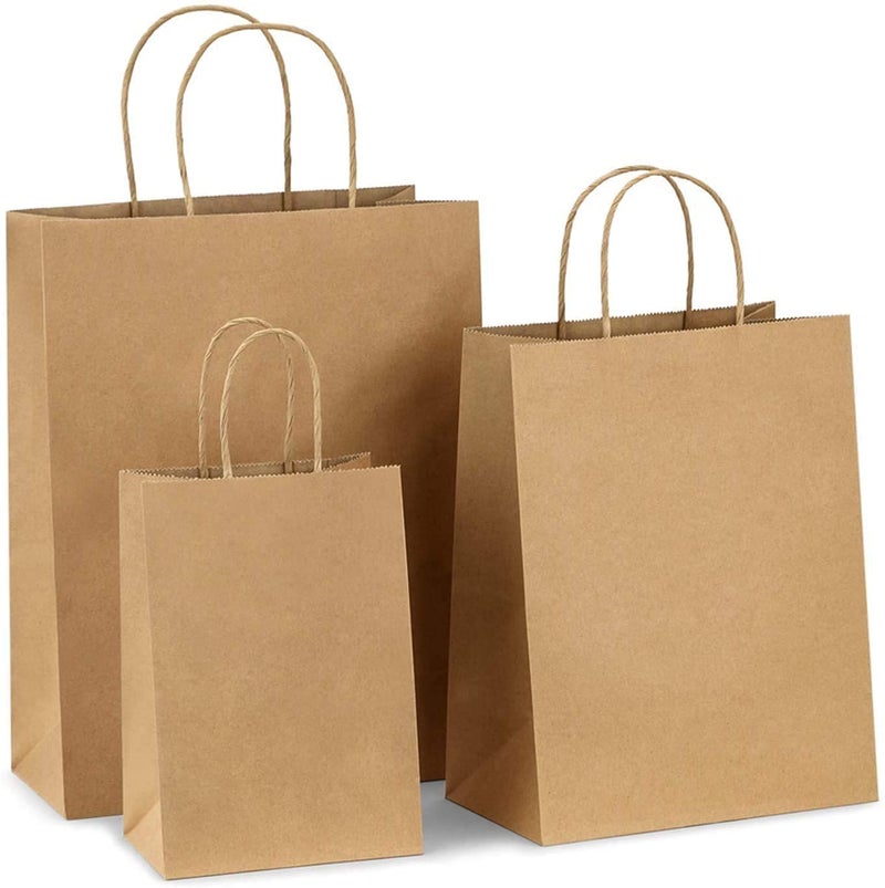 Amit Marketing Plain Brown Paper Bag with Braided Cotton Handle I 150 GSM Virgin Kraft Paper Carry Bags I Disposable, Eco-Friendly I for Return Gifts Shopping Grocery Parcel - L10xW3xH14 Inch (10 Pcs) - Image 5