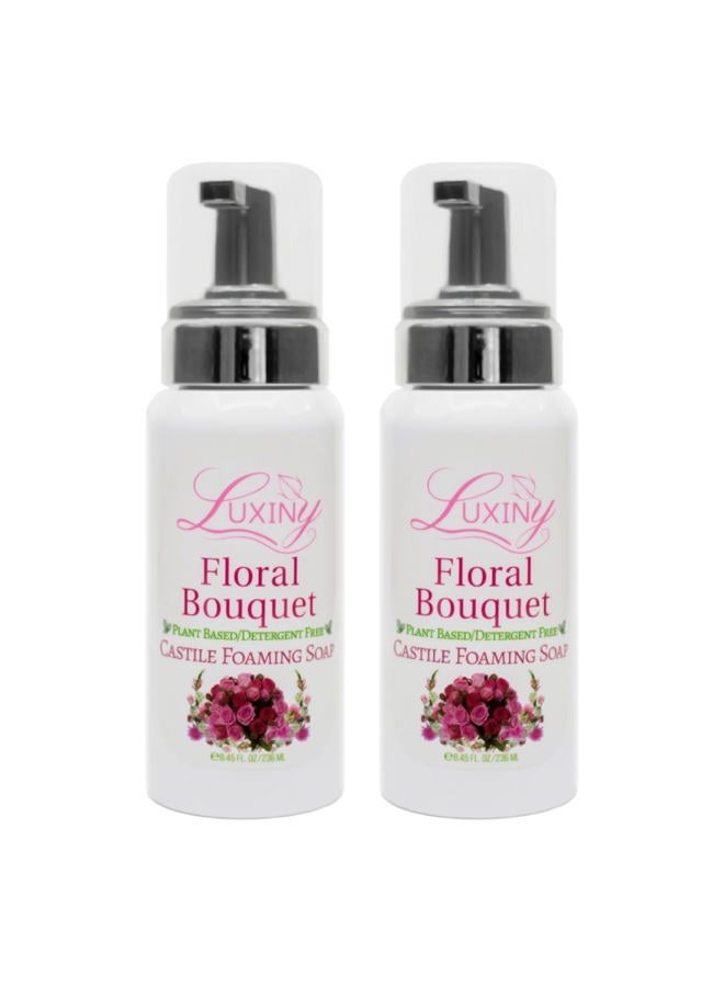 Luxiny Castile soap, Liquid Foaming Hand Soap, Hand Wash for the Kitchen & Bathroom, Palm Oil Free, Vegan & Cruelty Free, Made in the USA, 8.45 oz., 2 Pack (Floral Bouquet) - Image 1
