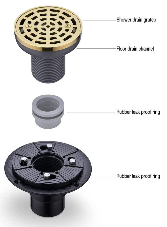 راندم مصرف دش دائري عشوائي مصنوع من الفولاذ المقاوم للصدأ SUS304 مطلي بالذهب المصقول مقاس 4 بوصات مع قاعدة من البولي فينيل كلوريد قابلة للتعديل، ومصرف أرضية دش مع غطاء شبكي قابل للإزالة - Image 4