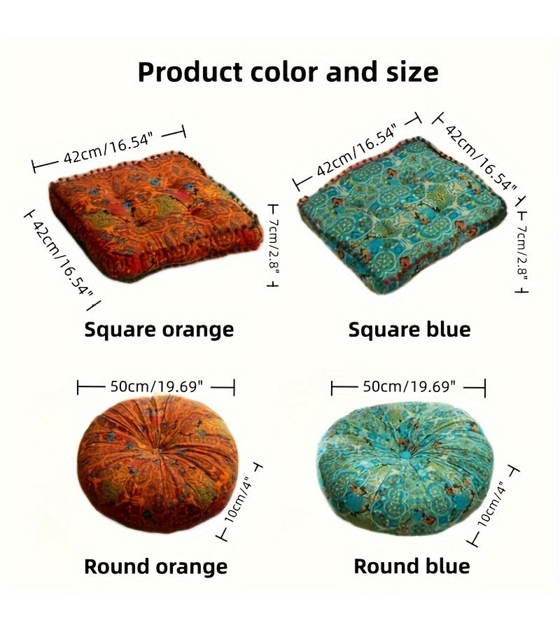 Round Orange Bohemian Style Thickened Cushion Comfortable Home Pillow - Image 3