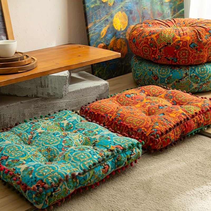 Round Orange Bohemian Style Thickened Cushion Comfortable Home Pillow - Image 4