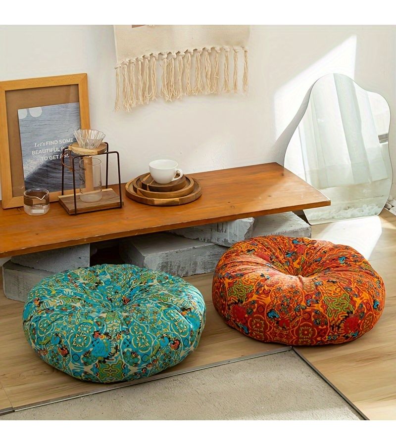 Round Orange Bohemian Style Thickened Cushion Comfortable Home Pillow - Image 2
