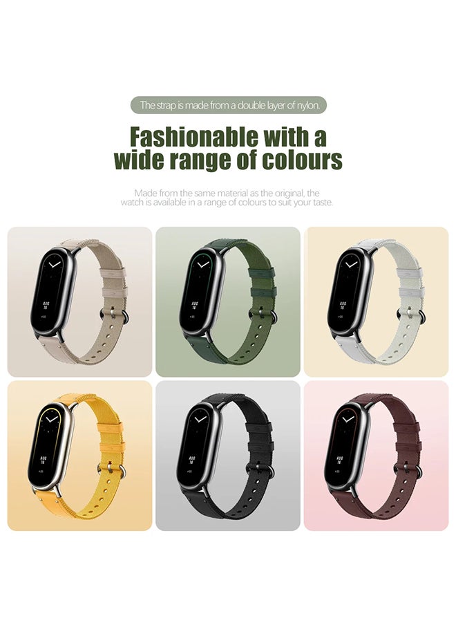O Ozone Straps Compatible with Xiaomi Mi Band 8, Nylon&Leather Adjustable Breathable Sports Watch Strap Replacement Wristband For Men Women - Dark Brown  - Image 3