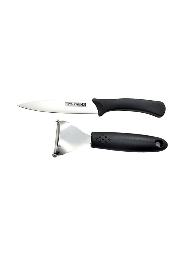 Royalford 2-Piece Utlity Knife Set Silver Black 26cm - Image 1
