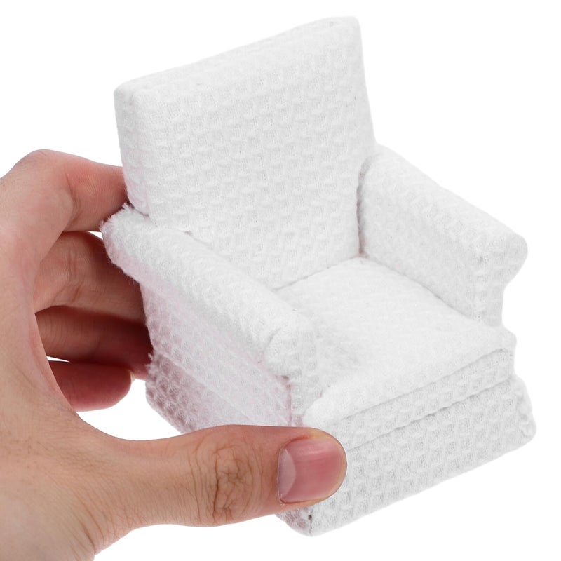 White Fabric Miniature Doll Couch and Sofa for Dollhouse Decoration Collectors - Image 5