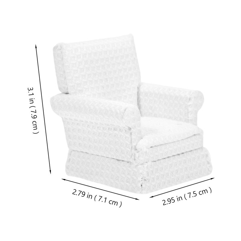 White Fabric Miniature Doll Couch and Sofa for Dollhouse Decoration Collectors - Image 3