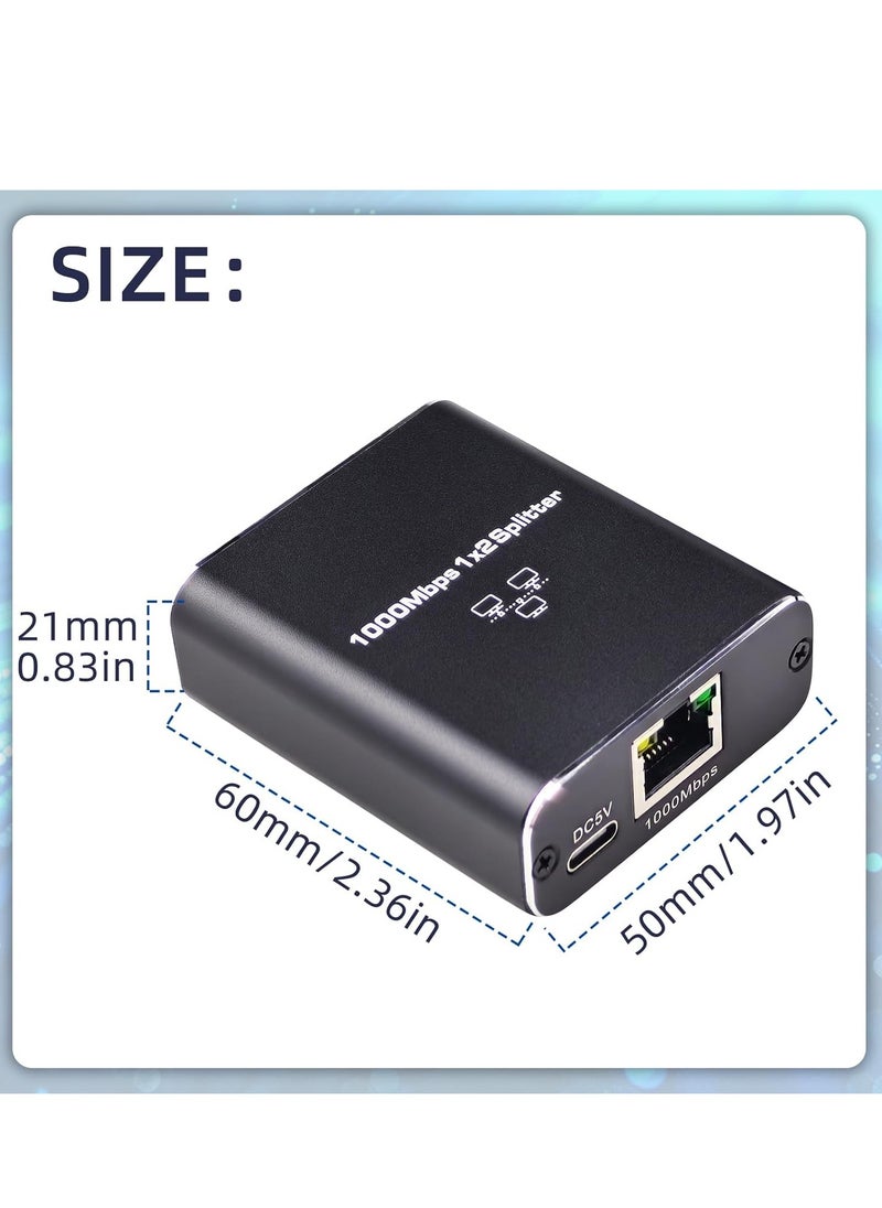 Ethernet Splitter 1 to 2 High Speed 1000Mbps, Gigabit Ethernet Splitter, Network Splitter with USB Power Cable, RJ45 Splitter for Cat5/5e/6/7/8 Cable, Support 2 Devices Working Simultaneously  - Image 2